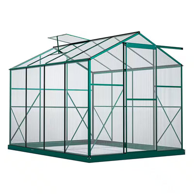 6 Ft. W X 8 Ft. D Outdoors Greenhouse Walk-In Polycarbonate Greenhouse, Green House Kit with Adjustable Roof Vent, Green