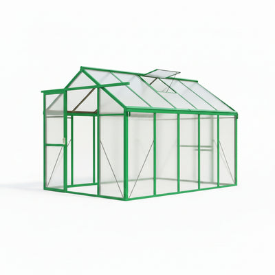 Polycarbonate Greenhouse Built for Year-Round Growing, 6x10 FT, Aluminum Frame, Roof Vents, Tool-Free Assembly