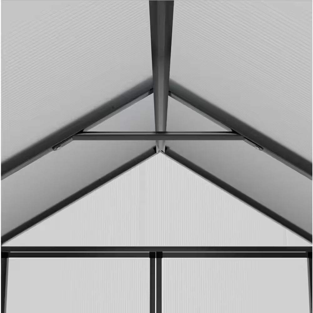 8 Ft. W X 14 Ft. D Polycarbonate Walk-In Greenhouse for Outdoors with 2-Adjustable Roof Vents, Gray