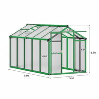 Polycarbonate Greenhouse Built for Year-Round Growing, 6x10 FT, Aluminum Frame, Roof Vents, Tool-Free Assembly