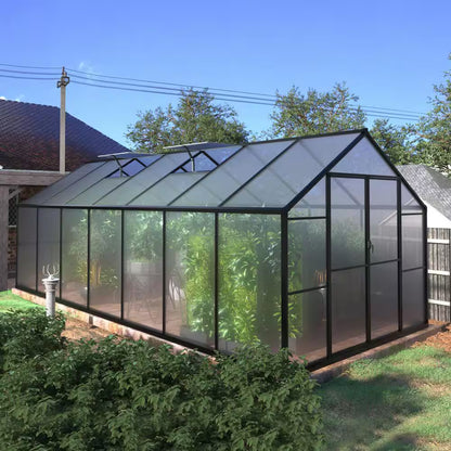 8 Ft. W X 14 Ft. D Polycarbonate Walk-In Greenhouse for Outdoors with 2-Adjustable Roof Vents, Gray