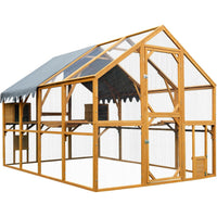 Outdoor Chicken Coop Designed for Multi-Pet Use, 110L x 75W, Waterproof Cover, Wire Mesh, Lockable Doors