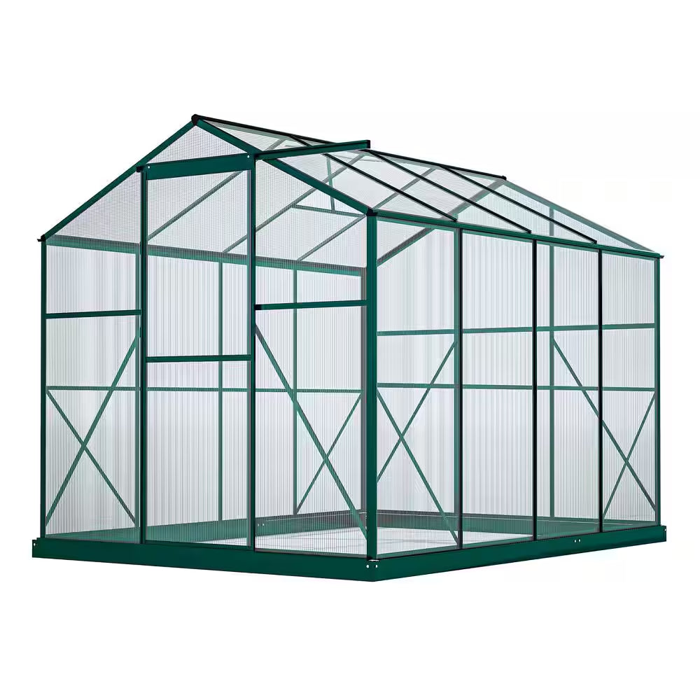 6 Ft. W X 8 Ft. D Outdoors Greenhouse Walk-In Polycarbonate Greenhouse, Green House Kit with Adjustable Roof Vent, Green