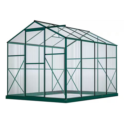 6 Ft. W X 8 Ft. D Outdoors Greenhouse Walk-In Polycarbonate Greenhouse, Green House Kit with Adjustable Roof Vent, Green