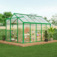 Polycarbonate Greenhouse Built for Year-Round Growing, 6x10 FT, Aluminum Frame, Roof Vents, Tool-Free Assembly
