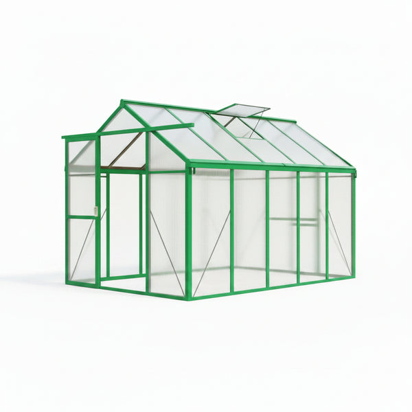 Polycarbonate Greenhouse Built for Year-Round Growing, 6x10 FT, Aluminum Frame, Roof Vents, Tool-Free Assembly
