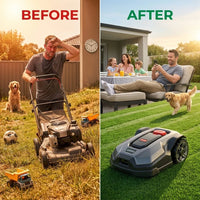 Robot Lawn Mower Built for Large Yards, RTK Navigation, 360° Camera, AWD System, 1.5 Acre Coverage — Before & After